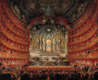 Concert given by Cardinal de La Rochefoucauld at the Argentina Theatre in Rome, on the Marriage of Louis the Dauphin, son of Louis XV, to Marie-Josephe of Saxony, 1747 by Giovanni Paolo Pannini