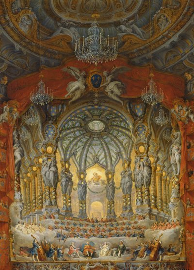 Concert given by Cardinal de La Rochefoucauld at the Argentina Theatre in Rome, on the Marriage of Louis the Dauphin to Marie-Josephe of Saxony, 1747 by Giovanni Paolo Pannini