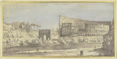 The Colosseum and the Arch of Constantine in Rome by Giovanni Paolo Pannini