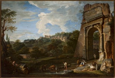 Landscape with the Arch of Titus by Giovanni Paolo Pannini