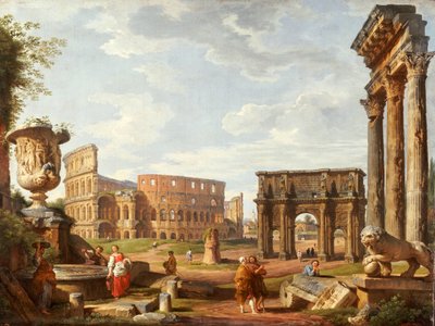 A Capriccio view of Rome by Giovanni Paolo Pannini