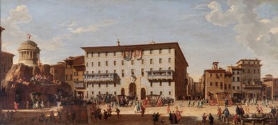 A Festival In The Piazza Di Spagna, Rome by Giovanni Paolo Pannini