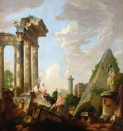 An Architectural Capriccio with a Preaching Apostle before Ruins by Giovanni Paolo Pannini