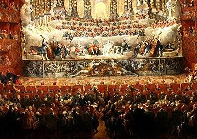 Concert given by Cardinal de La Rochefoucauld at the Argentina Theatre in Rome, in Celebration of the Marriage of Louis the Dauphin to Marie-Josephe of Saxony by Giovanni Paolo Pannini