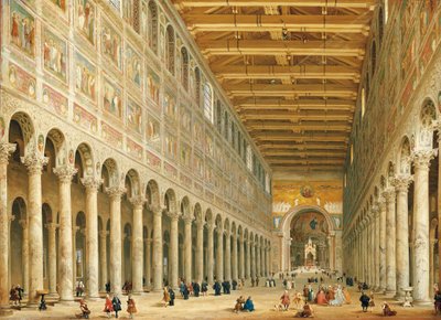Interior of San Paolo Fuori le Mura, Looking Towards the Altar by Giovanni Paolo Pannini