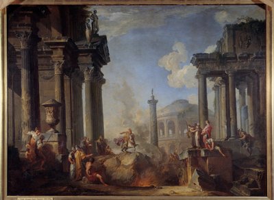 Marcus Curtius Throwing Himself into the Chasm by Giovanni Paolo Pannini