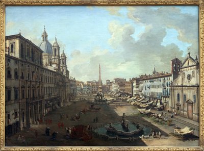 Piazza Navona in Rome with the Fountain of Neptune by Giovanni Paolo Pannini