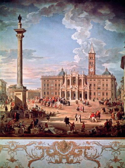 Piazza and Church of Santa Maria Maggiore by Giovanni Paolo Pannini