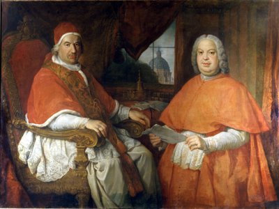 Portraits of Pope Benedict XIV (1675 - 1758) and Cardinal Silvio Valenti Gonzague. Painting by Giovanni Paolo Pannini (Panini). 18th century. Museo Nazionale Romano, Rome by Giovanni Paolo Pannini