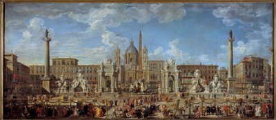 Preparations for the fireworks and decorations of the feast given on November 30 by Giovanni Paolo Pannini