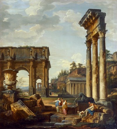 Roman Landscape with the Arch of Constantine by Giovanni Paolo Pannini