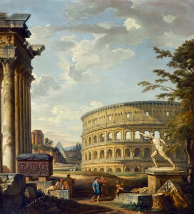 Roman Landscape with the Colosseum by Giovanni Paolo Pannini