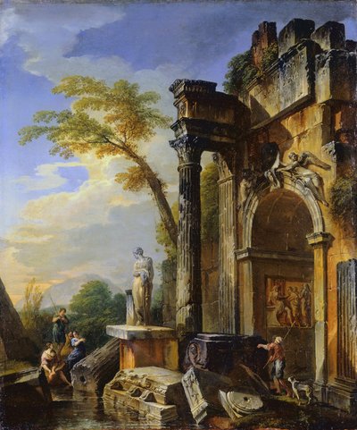 Ruins of a Triumphal Arch in the Roman Campagna, 1717-1719 by Giovanni Paolo Pannini