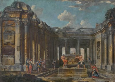 Scene in Roman Ruins by Giovanni Paolo Pannini