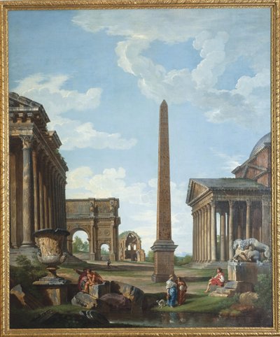 A Capriccio with Roman Ruins and a Scene from the Life of Belisarius by Giovanni Paolo Pannini
