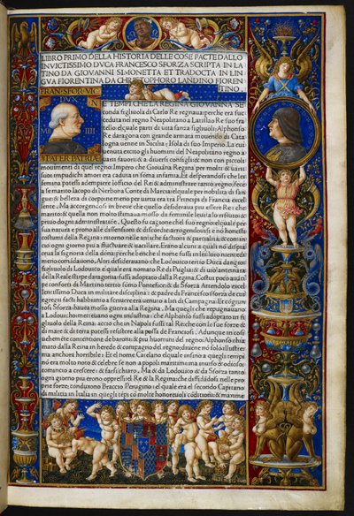 Frontispiece, from Giovanni Simonetta, Historia delle cose facte dallo invictissimo duca Francesco Sforza [c.d. Sforziade], Milano, Antonio Zarotto by Giovanni Pietro Birago