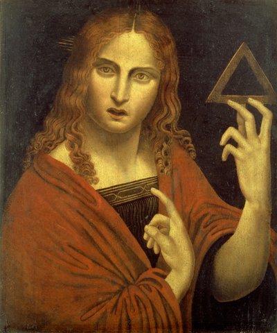 Christ the Redeemer Holding the Symbol of the Trinity by Giovanni Pietro Rizzoli (school of) Giampietrino