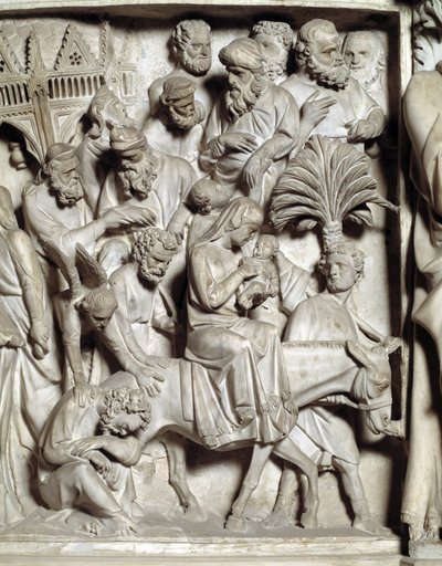 Detail of the Reliefs of the Chair by Giovanni Pisano: Flight into Egypt (detail) by Giovanni Pisano