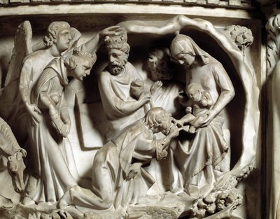 Detail of the Reliefs of the Chair by Giovanni Pisano: The Adoration of the Magi (detail) by Giovanni Pisano