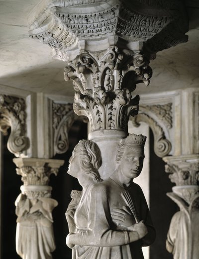 Detail of the Sculpted Groups Supporting the Chair by Giovanni Pisano: The Theological Virtues (detail) by Giovanni Pisano
