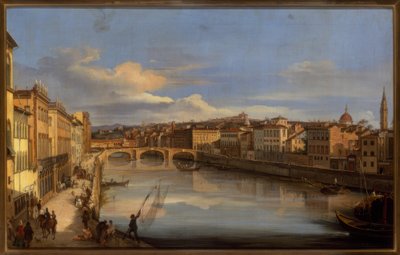A View of the Arno and the Ponte Vecchio, Florence by Giovanni Signorini