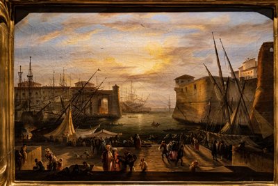 The Marina of Livorno and the Medici Fortress in the background by Giovanni Signorini