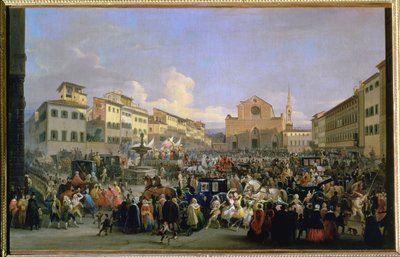 View of Piazza Santa Croce on the Occasion of a Carnival, 1846 by Giovanni Signorini