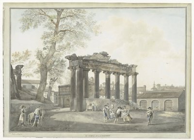 View of the Temple of Saturn in Rome by Giovanni Volpato