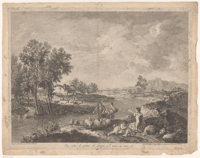 Landscape with Shepherds and Sheep by Giovanni Volpato