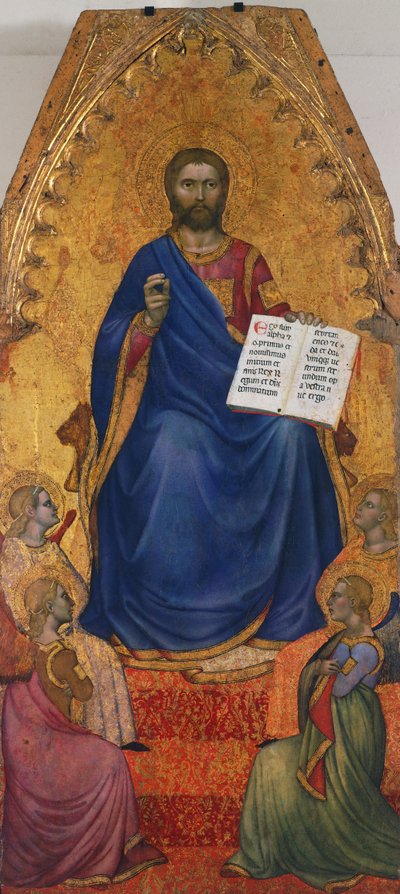 Enthroned Christ being adored by angels by Giovanni da Milano