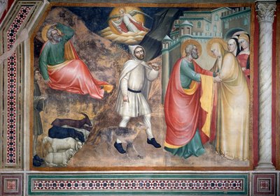 The Life of the Virgin: The Annunciation to Joachim and Meeting with St Anne at the Golden Gate by Giovanni da Milano
