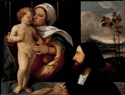 Virgin and Child with a Devot Man by Giovanni de Busi Cariani