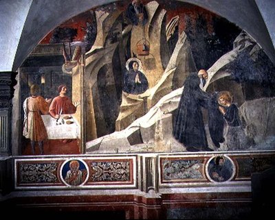 St. Benedict Receiving Bread and a Cloak from the Hermit Romano (detail) by Giovanni di Consalvo (attr. to)