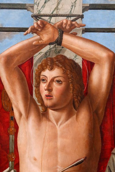 Saint Sebastian with Saints Liberalis, Gregory, Francis and Roch by Giovanni di Niccolo Mansueti