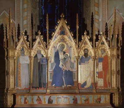 Virgin with Saints Augustine, Anthony the Great, Bartholomew, and Lawrence by Giovanni di Niccolo del Biondo