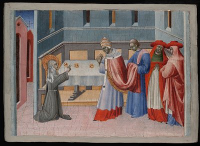 Saint Clare of Assisi Blessing the Bread Before Pope Innocent IV by Giovanni di Paolo