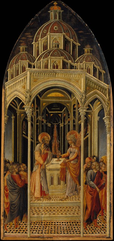 The Annunciation to Zacharias, verso The Angel of the Annunciation by Giovanni di Paolo