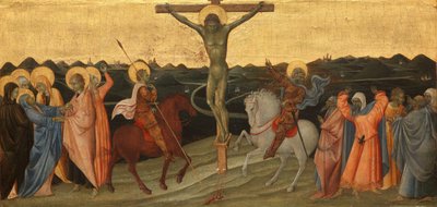 The Crucifixion with Mary, John, Mary Magdalene, St Longinus and the Converted Centurion by Giovanni di Paolo di Grazia