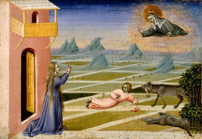 St. Clare Rescuing a Child Mauled by a Wolf, c.1455-60 by Giovanni di Paolo di Grazia