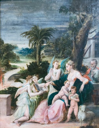 Holy Family with the Baptist and Angels by Girolamo Mazzola Bedoli
