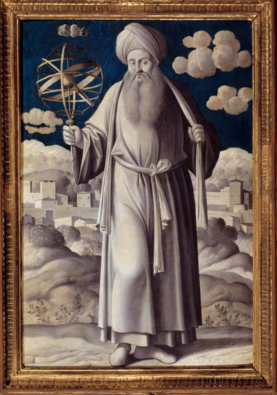 Full-Length Portrait of Ptolemy, Greek Astronomer by Girolamo Mocetto
