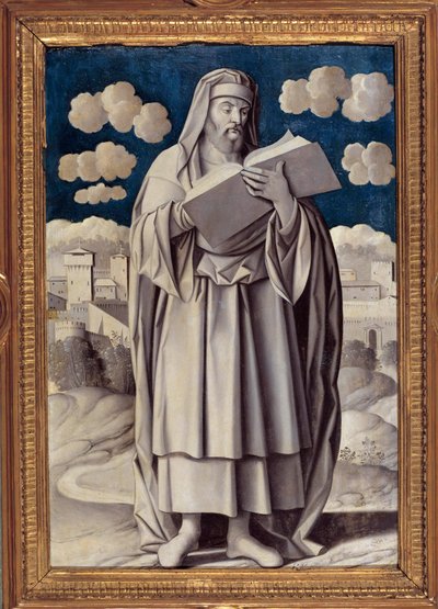 Full-length portrait of the Greek philosopher Aristotle (384-322 BC) by Girolamo Mocetto