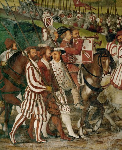 Attendants on foot by Girolamo Romanino