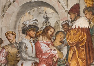 Central Nave, Fifth South Span, Christ in front of Pilate, Girolamo Romanino by Girolamo Romanino