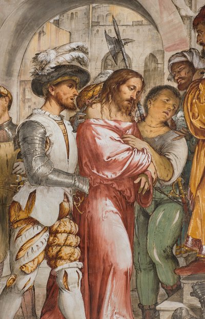 Central Nave, Fifth South Span, Christ in front of Pilate, Girolamo Romanino by Girolamo Romanino