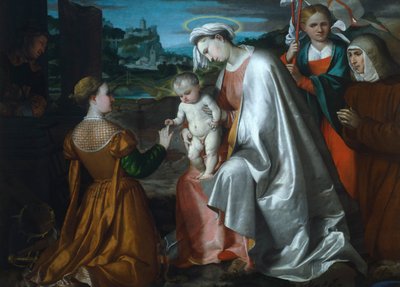 Mystic Marriage of Saint Catherine in the presence of Saints Ursula, Lawrence, and Angela Merici by Girolamo Romanino