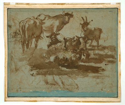 Jupiter, Juno, and Io (recto); Animal Studies (verso) by Girolamo Troppa