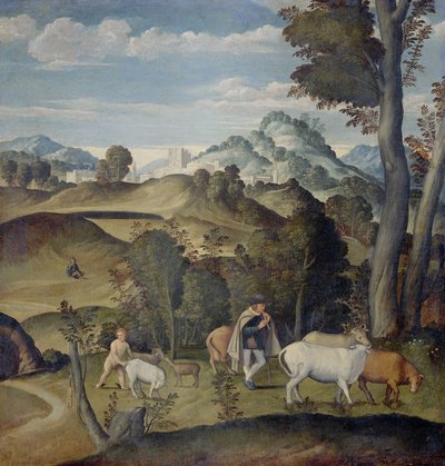 The Young Mercury Stealing Cattle from the Herd of Apollo by Girolamo da Santacroce (ca.1480 1556) (attributed to)