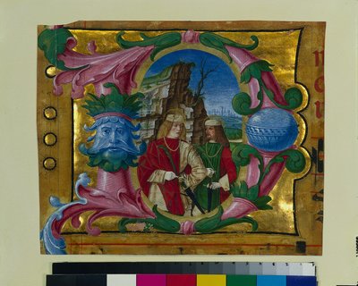 Historiated Initial D Excised from a Choir Book: Two Martyr Saints by Girolamo dai Libri
