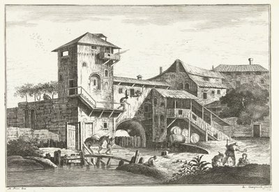 House with Tower by Water by Giuliano Giampiccoli